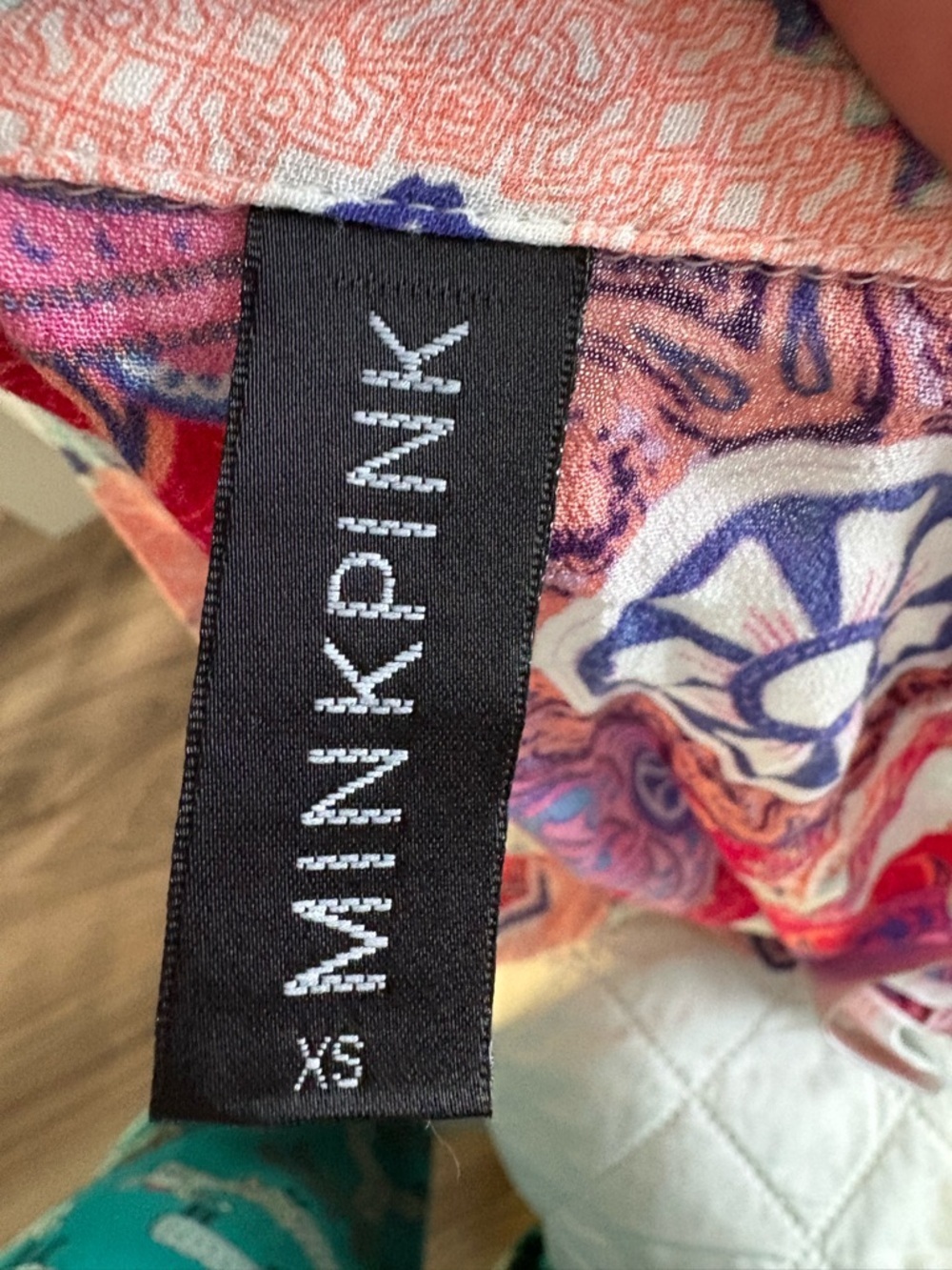 MINKPINK Pink Multi Geometric Print Maxi Skirt with 4 Side Slit - Picture 2 of 9
